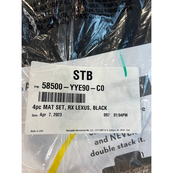 New Black Genuine Lexus 2023 RX Series Carpet Floor Mats 4PC 58500-YYE90-CO - Picture 2 of 7